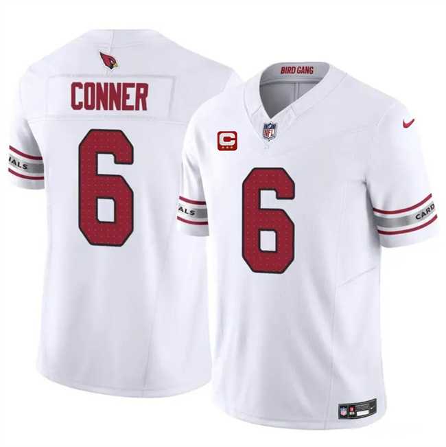 Men & Women & Youth Arizona Cardinals #6 James Conner White 2024 F.U.S.E. With 3-Star C Patch Vapor Untouchable Limited Stitched Jersey